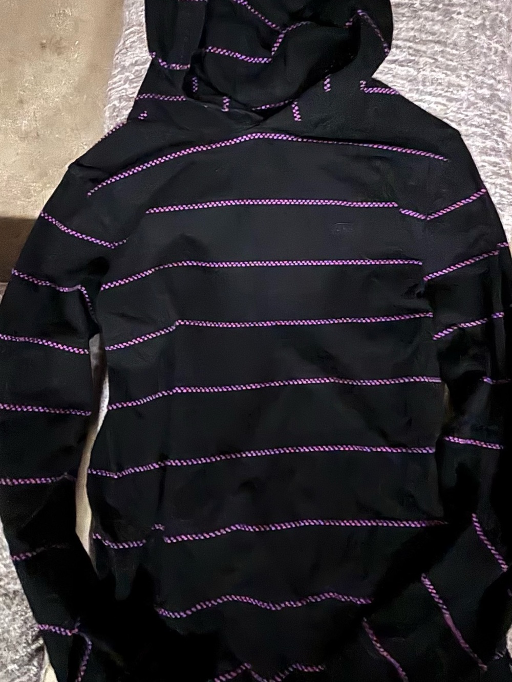 Vans Black Long Sleeve Hoodie with Purple Stripe Detail